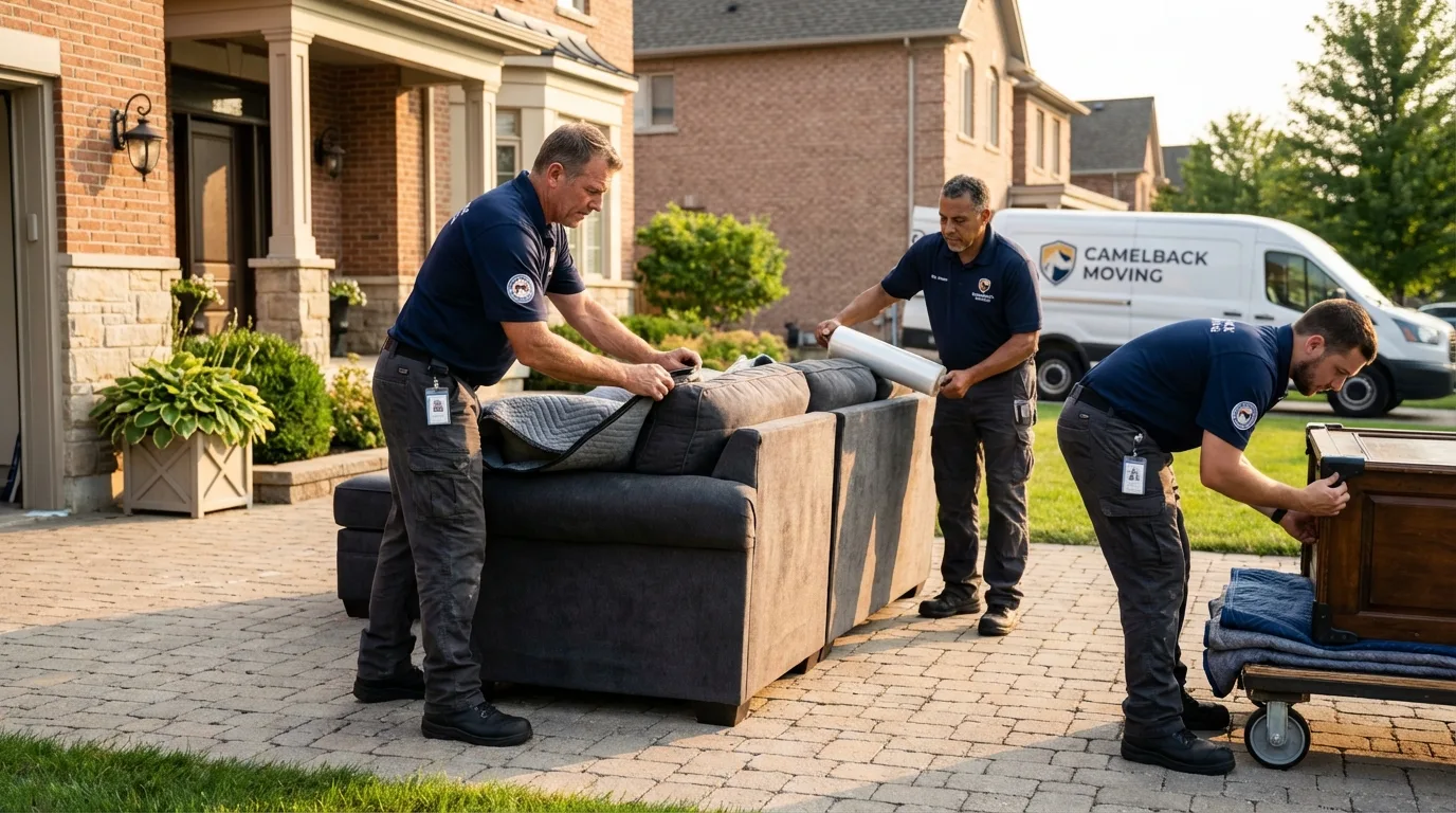 Large estate moving crew wrapping furniture in Monroeville, AL